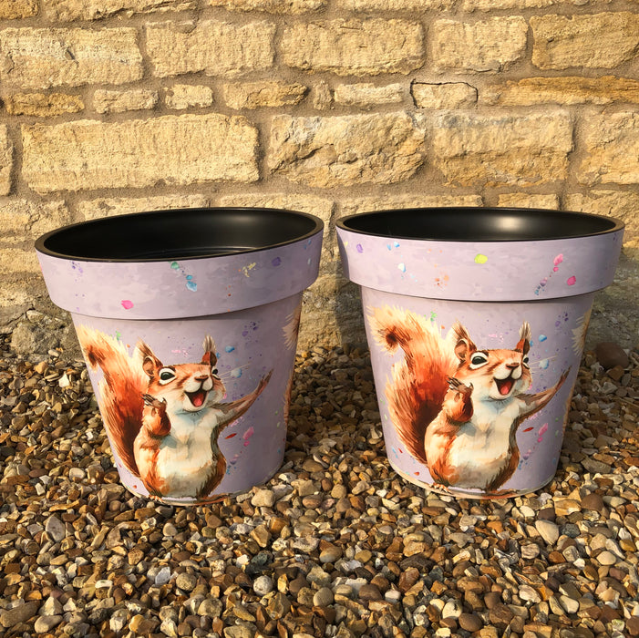 Sammy Squirrel Planter Pair