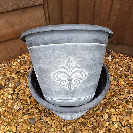 Fleur Des Lys Planter Pair Silver - Plants2Gardens